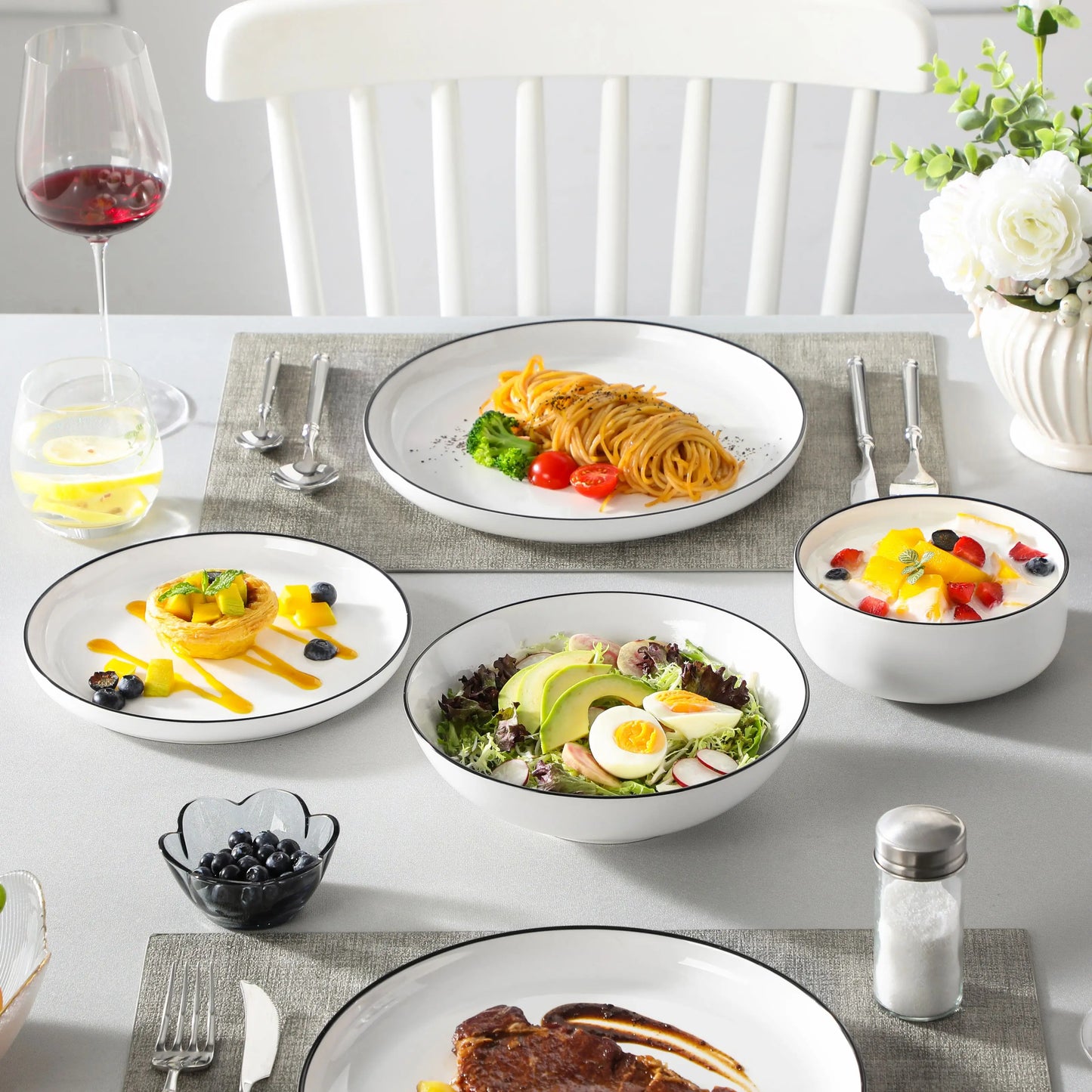 MALACASA Ceramic Dinnerware Set Porcelain Plates Bowls Service