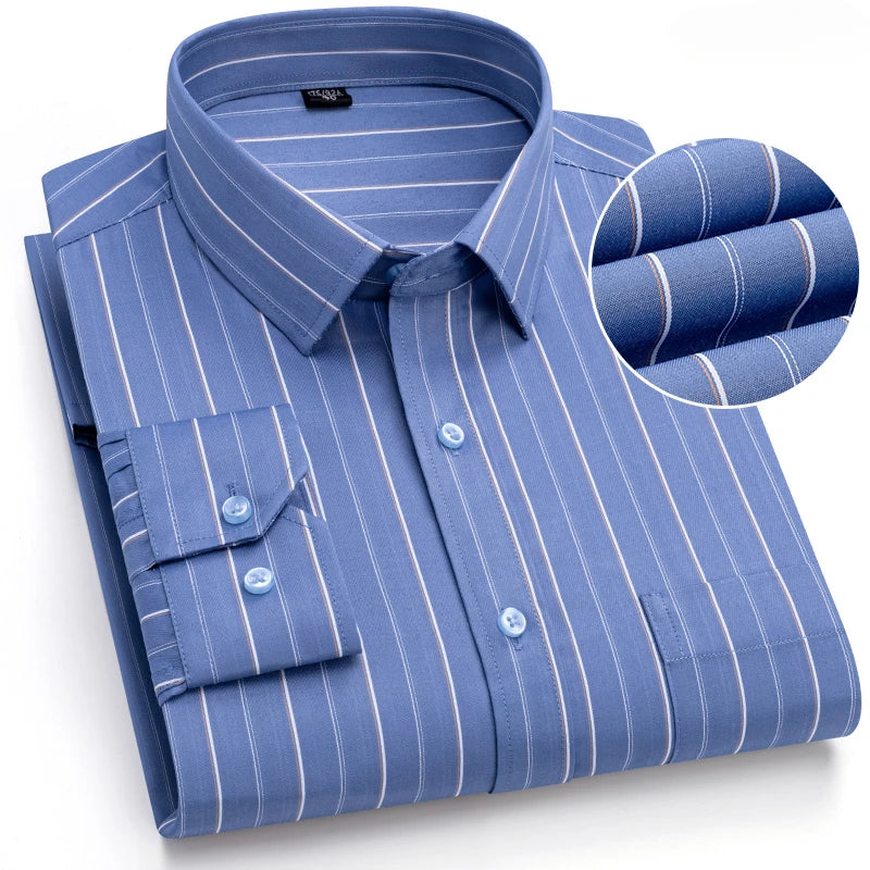 Qi Xiu Cai Mens Slim Fit Long Sleeve Shirt Houndstooth