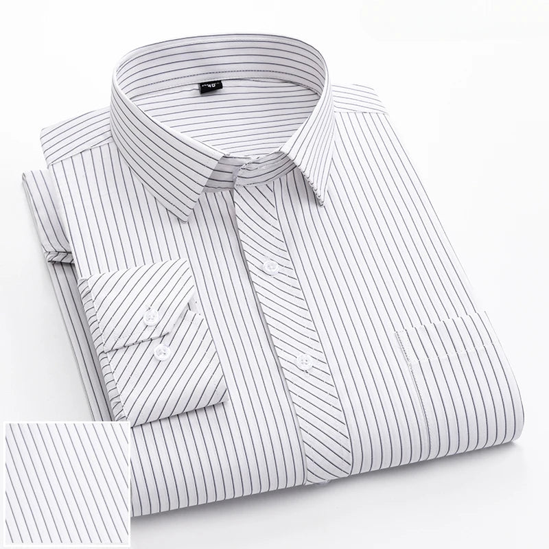 Qi Xiu Cai Mens Slim Fit Long Sleeve Shirt Houndstooth