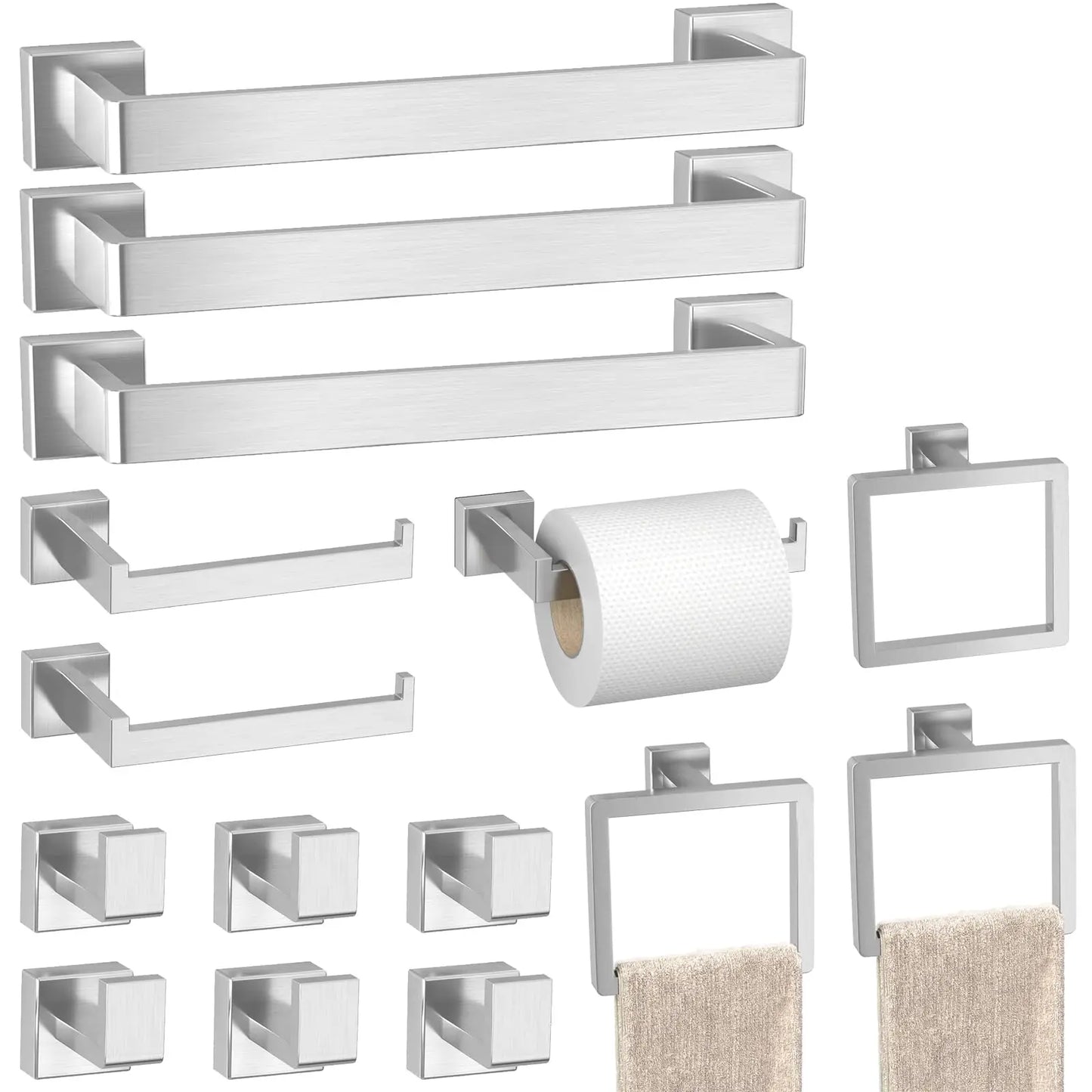 XIUWO 5-Piece Bathroom Hardware Set SUS304 Stainless Steel