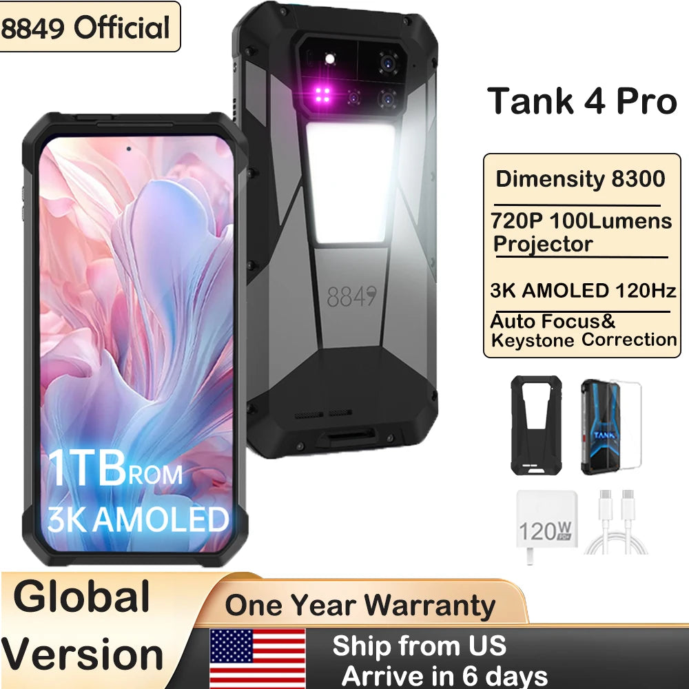 8849 Tank 4 Pro Unihertz 5G Rugged Projector Smartphone
