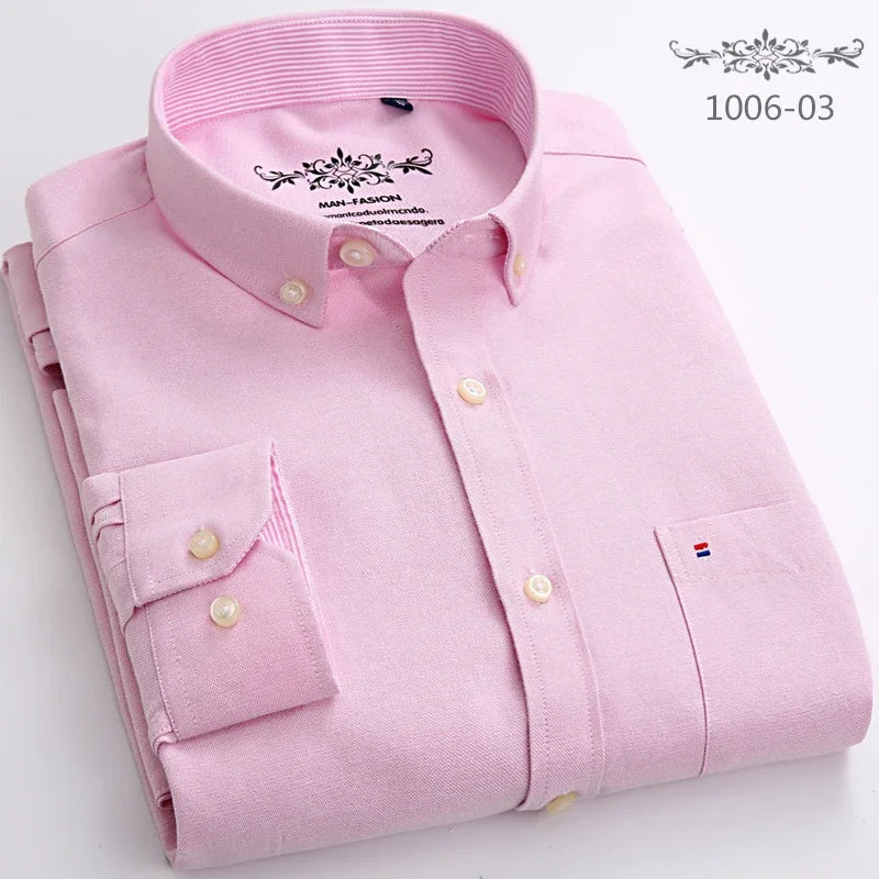 Qi Xiu Cai Classic Fit Cotton Oxford Shirt For Men