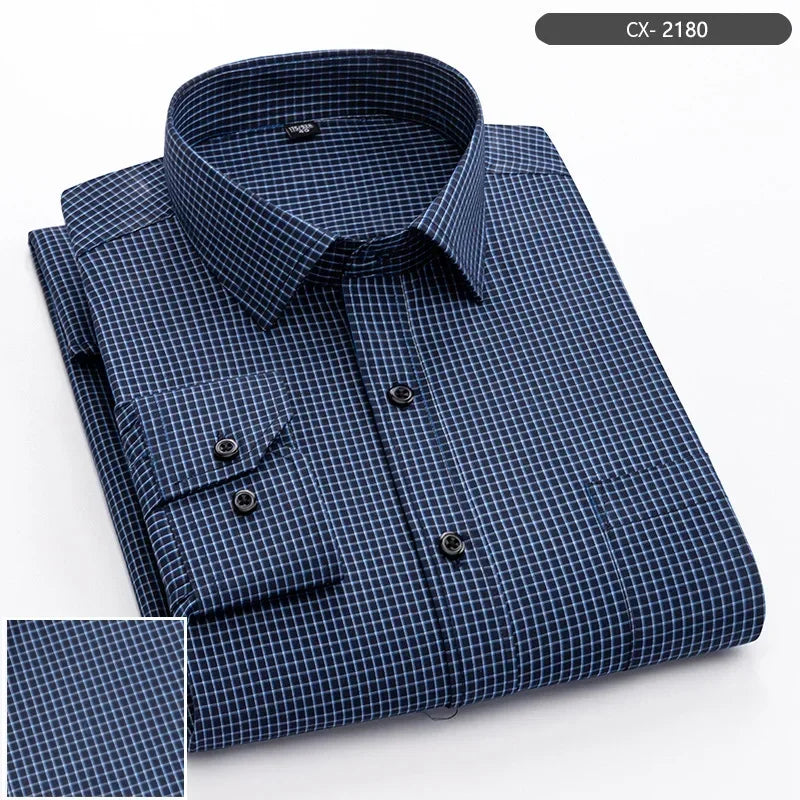 Qi Xiu Cai Mens Slim Fit Long Sleeve Shirt Houndstooth
