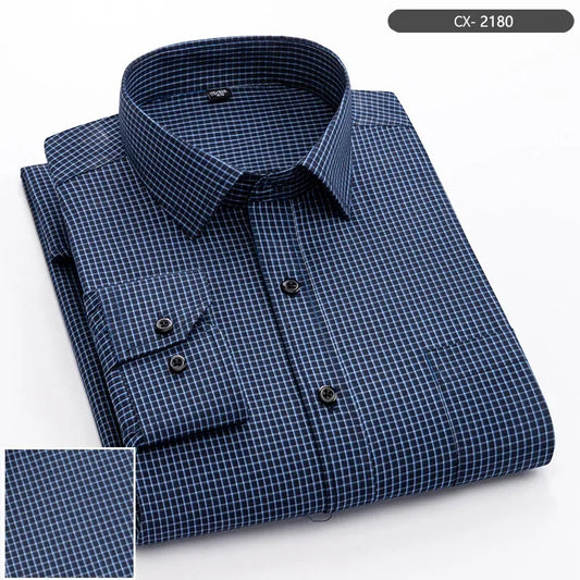 Qi Xiu Cai Mens Slim Fit Long Sleeve Shirt Houndstooth
