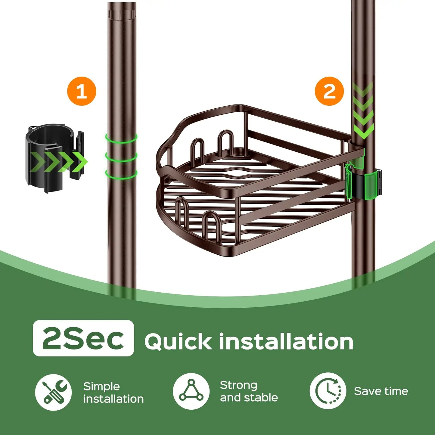 Rustproof 4 Tier Corner Shower Caddy With Tension Pole