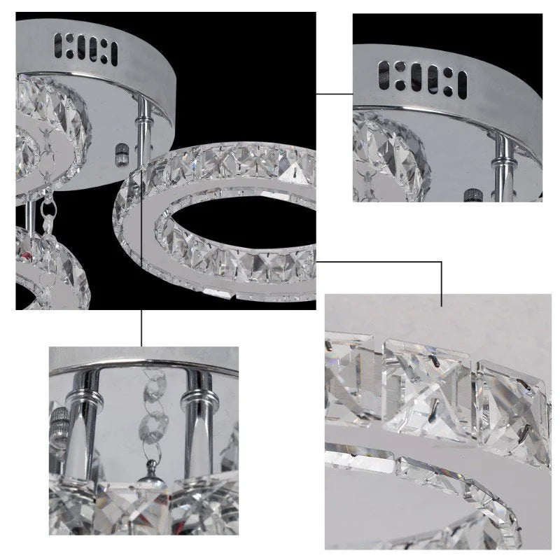GreeLustr Modern Pendant Light Crystal Ring Ceiling Lamp Living Room