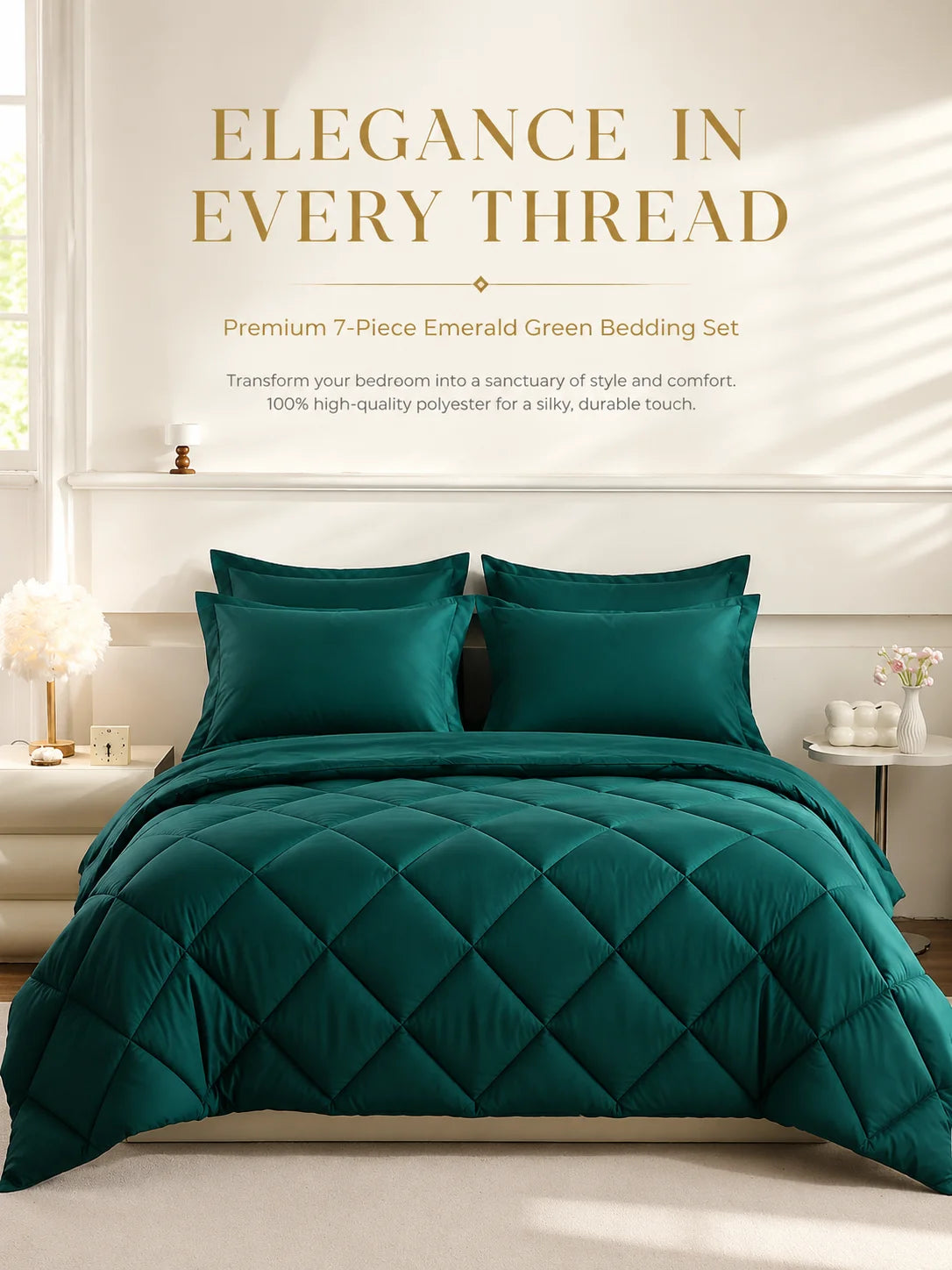 EasYum 100 Percent Polyester Quilted Bedding Set With Pillowcases