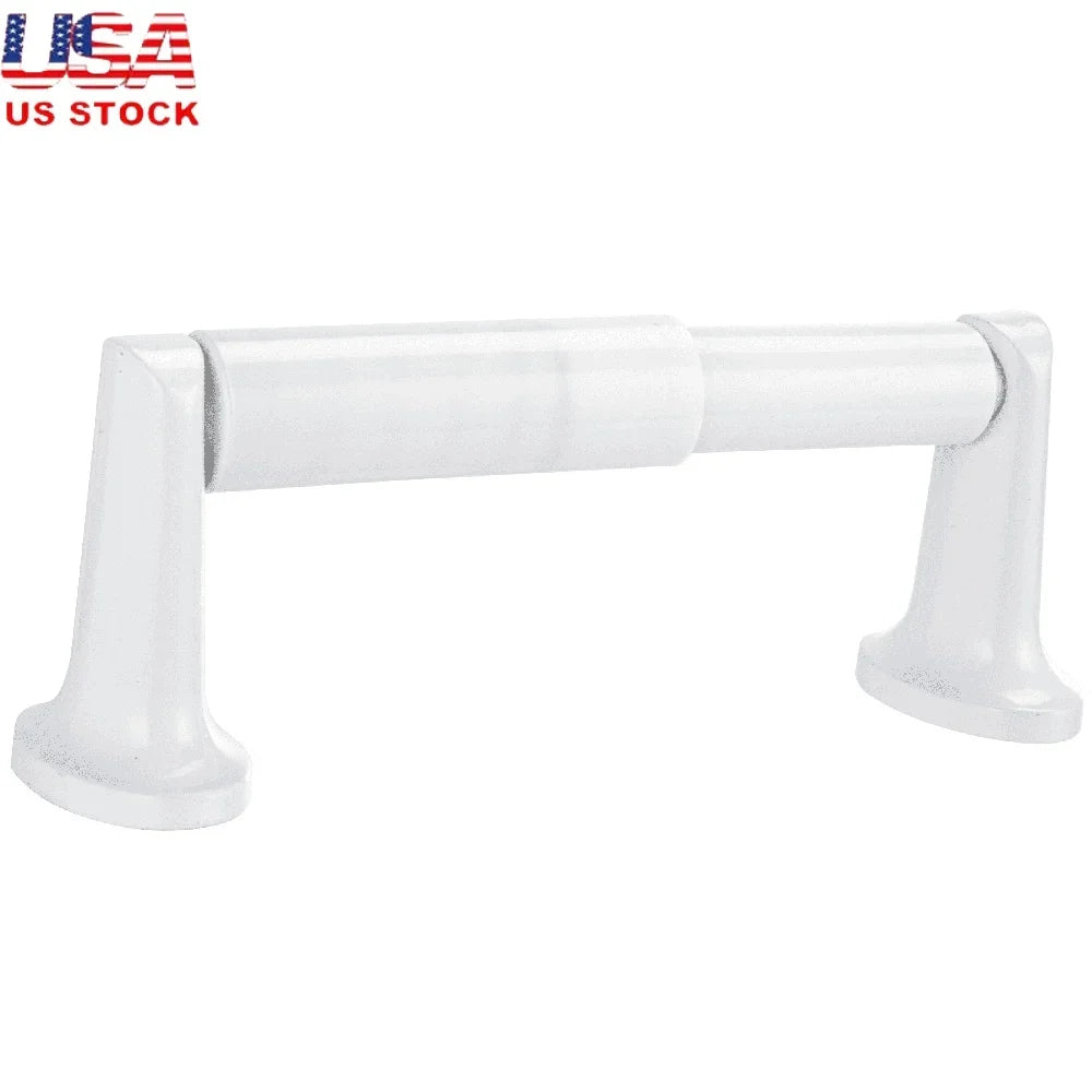 Wall Mounted Toilet Paper Holder Oval Style White Finish Corrosion Resistant