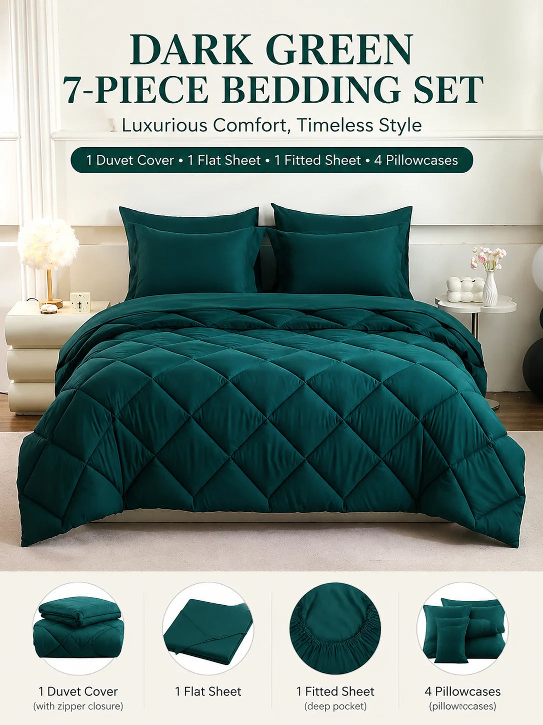 EasYum 100 Percent Polyester Quilted Bedding Set With Pillowcases