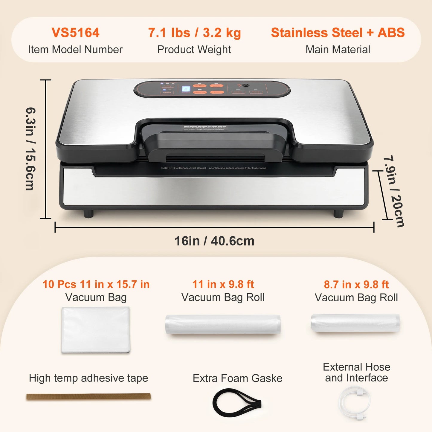 SucceBuy Vacuum Sealer 130W 90KPa Kitchen Food Sealing Machine