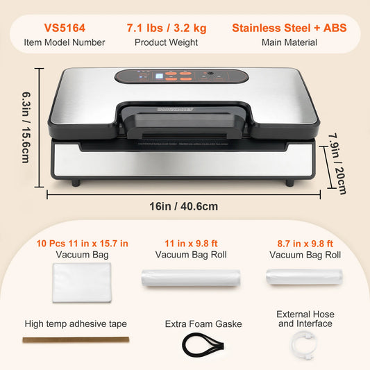 SucceBuy Vacuum Sealer 130W 90KPa Kitchen Food Sealing Machine