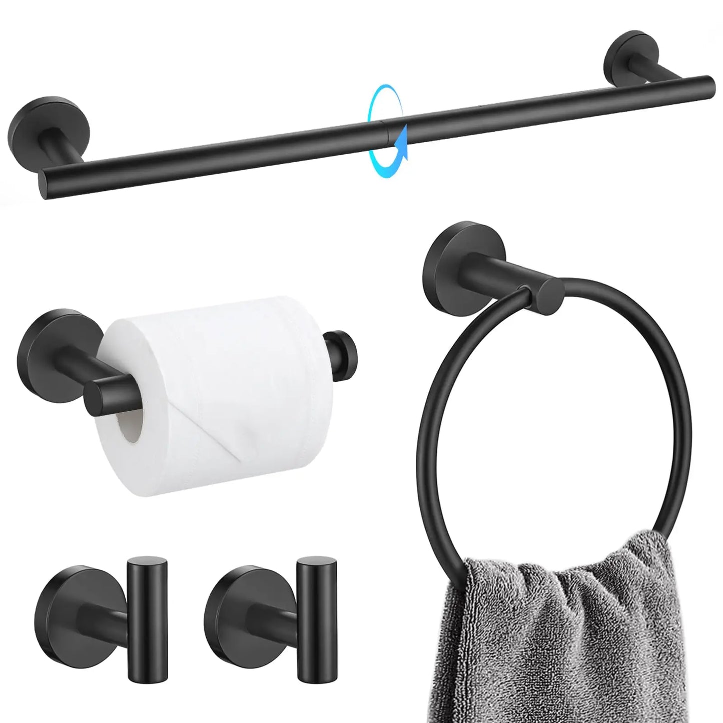 XIUWO 5 Piece Bathroom Accessories Set Stainless Steel Hardware