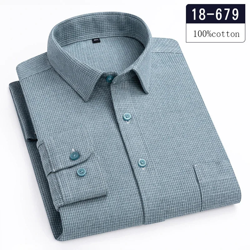 Qi Xiu Cai 100 Percent Cotton Houndstooth Mens Shirt
