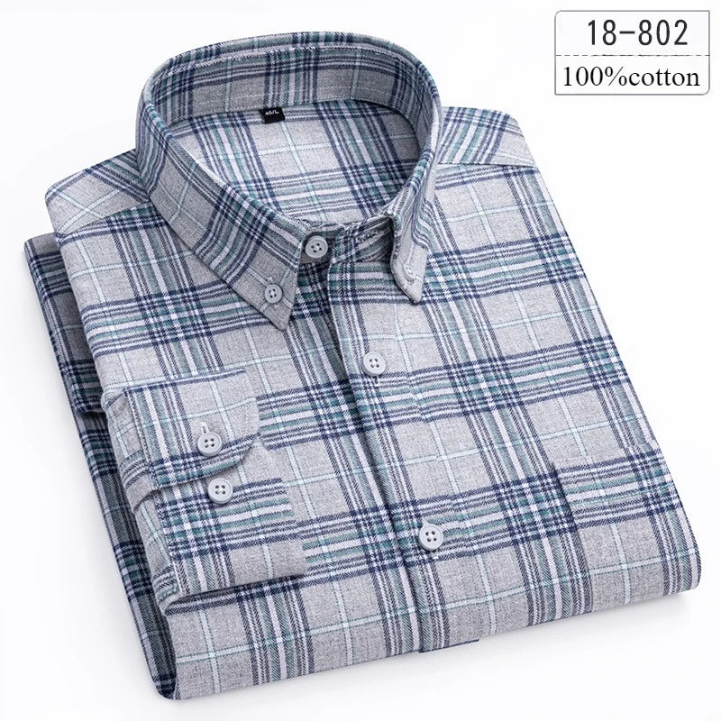 Qi Xiu Cai 100 Percent Cotton Houndstooth Mens Shirt