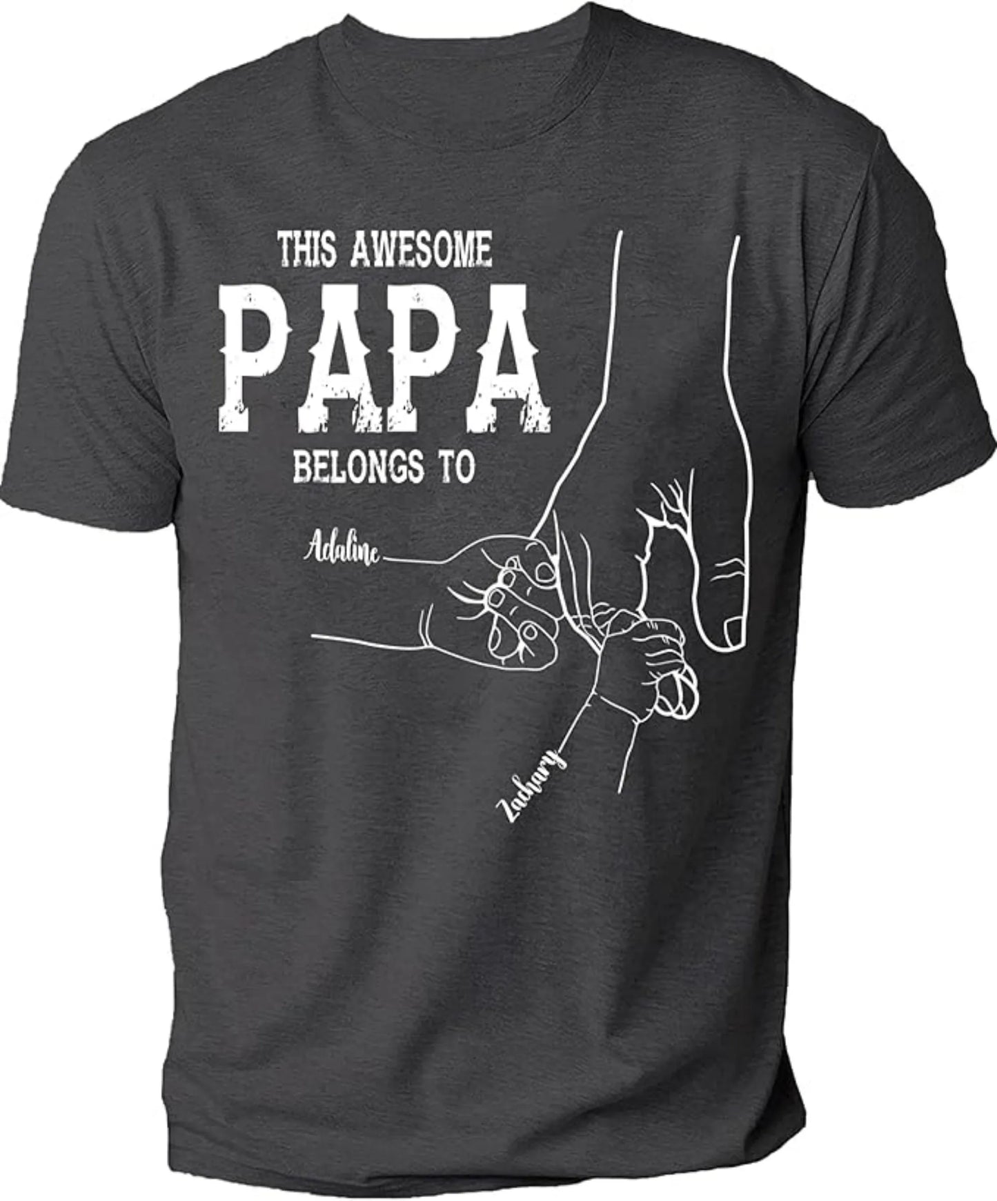 Personalized Best Grandpa Dad Ever Black Shirt With Kid Name Tee