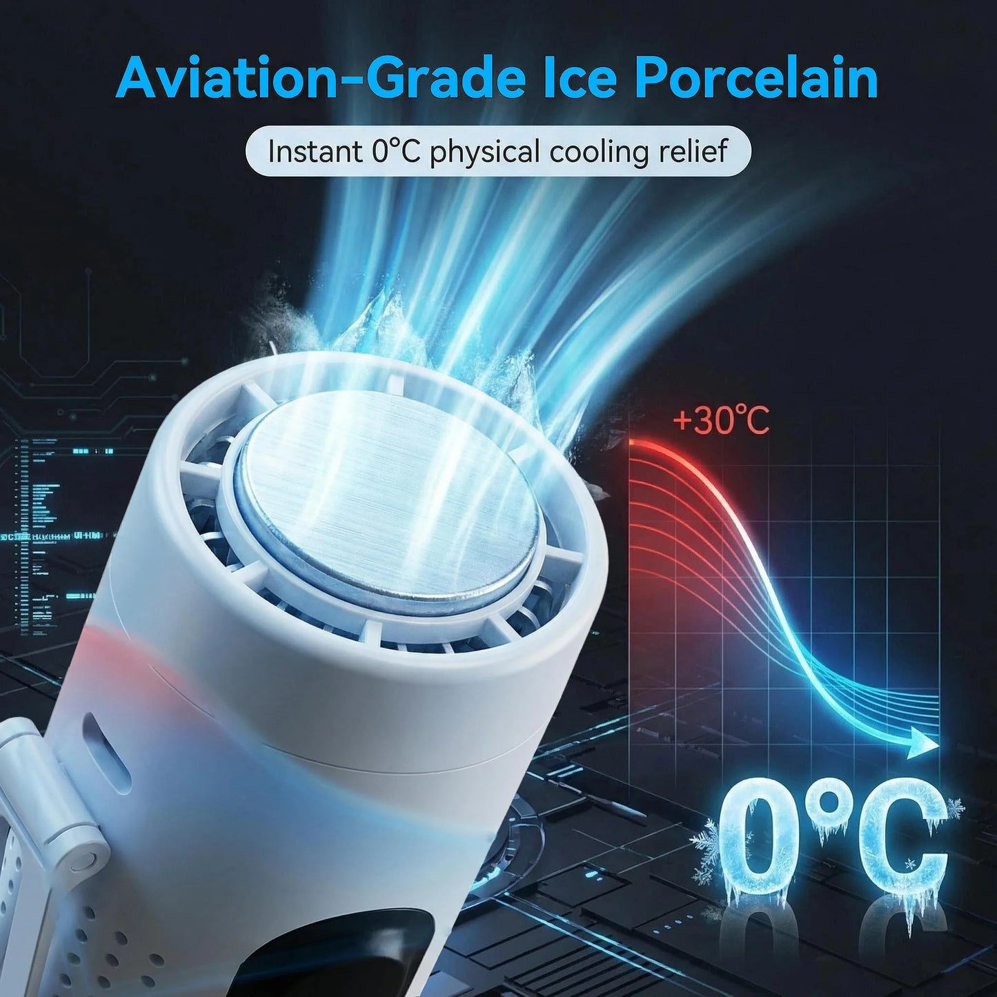 Portable Handheld Fan With Ice Cooling Plate 5 Speed USB Rechargeable LED