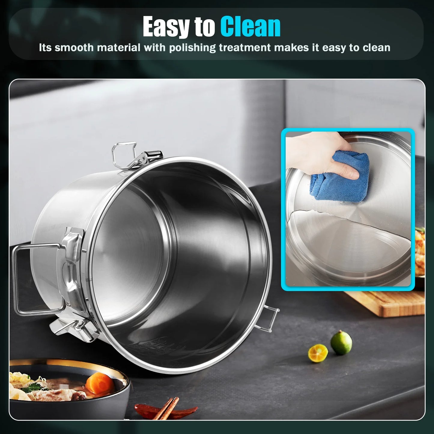 Bymaocar 304 Stainless Steel Cereal Container Airtight Storage Bucket
