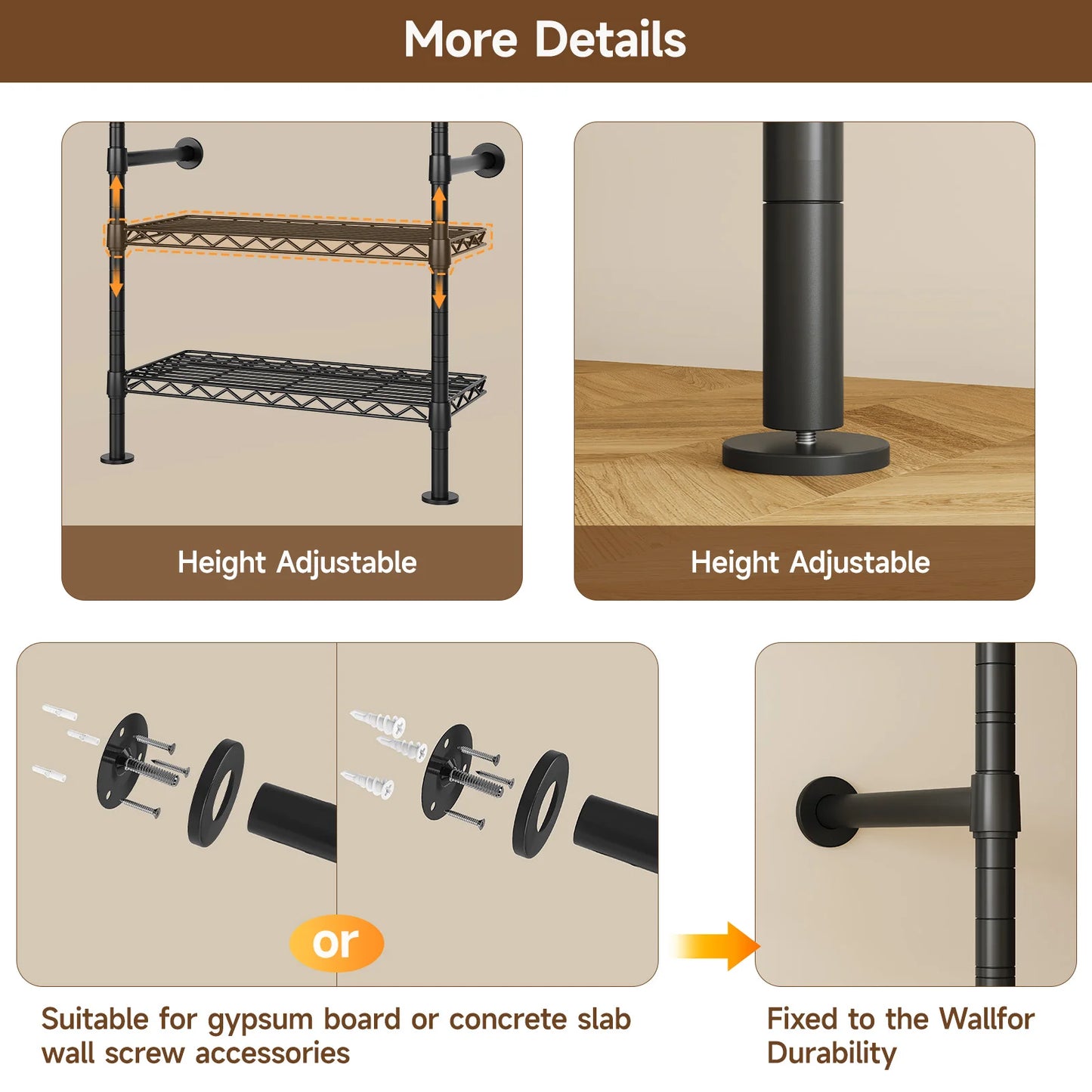 L4 Wall Mounted Industrial Pipe Clothes Rack Closet Organizer