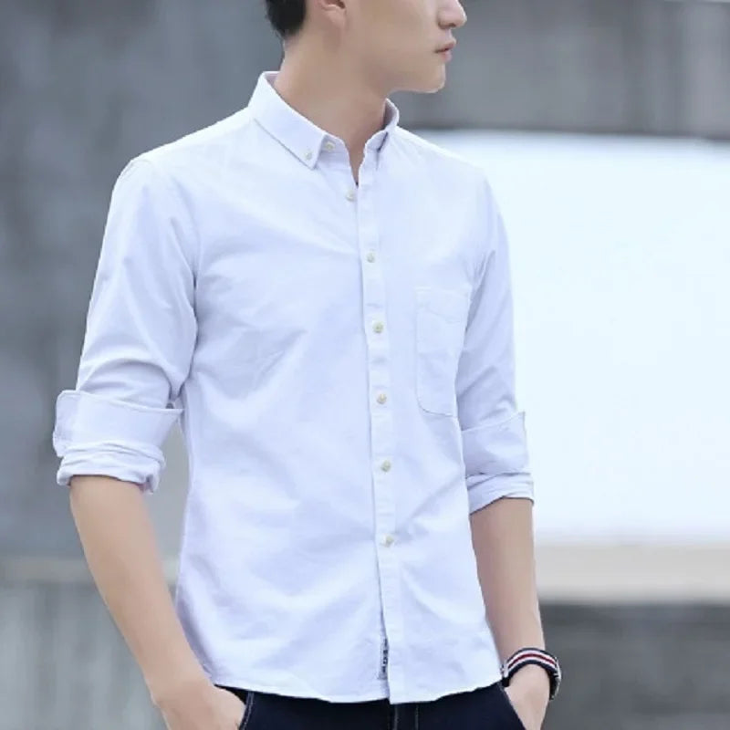 Qi Xiu Cai Classic Fit Cotton Mens Casual Shirt Pocket