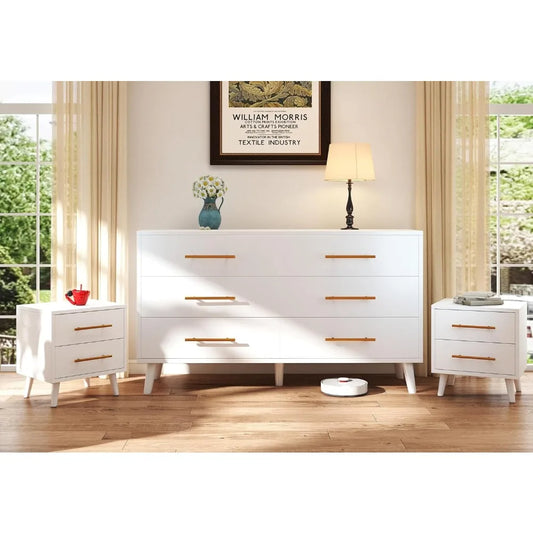 Modern Wooden Bedroom Furniture Set With Dresser And Nightstands