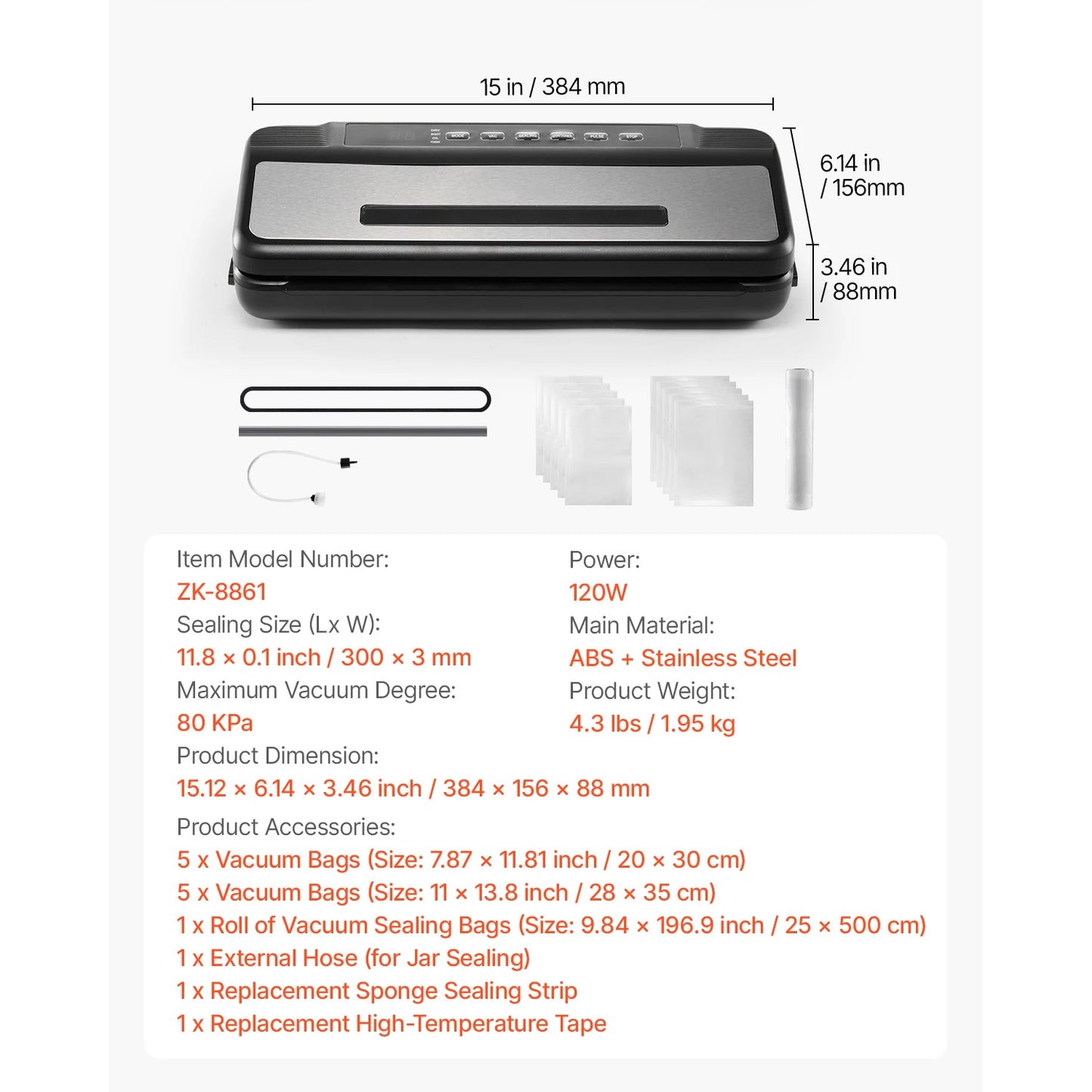 SucceBuy 80KPa 120W Electric Vacuum Sealer Machine 7 In 1 Dry And Wet Sealer
