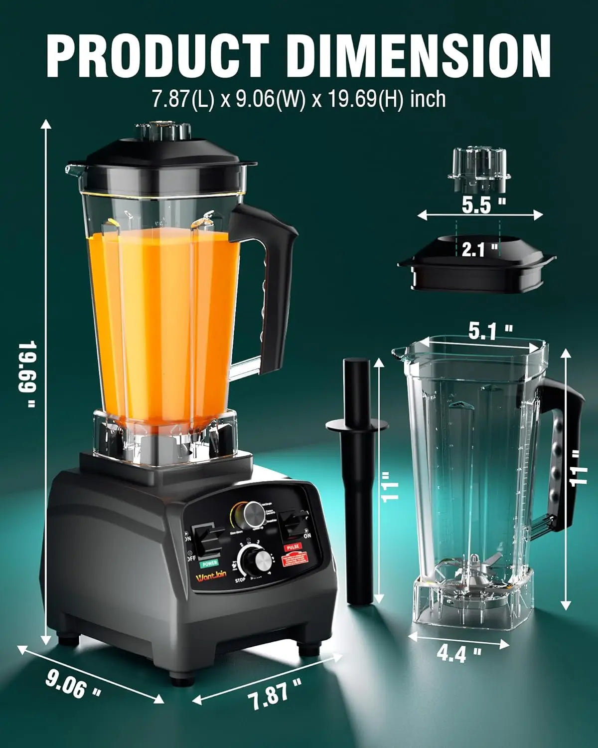 WantJoin 1800W Professional Commercial Blender With Timer