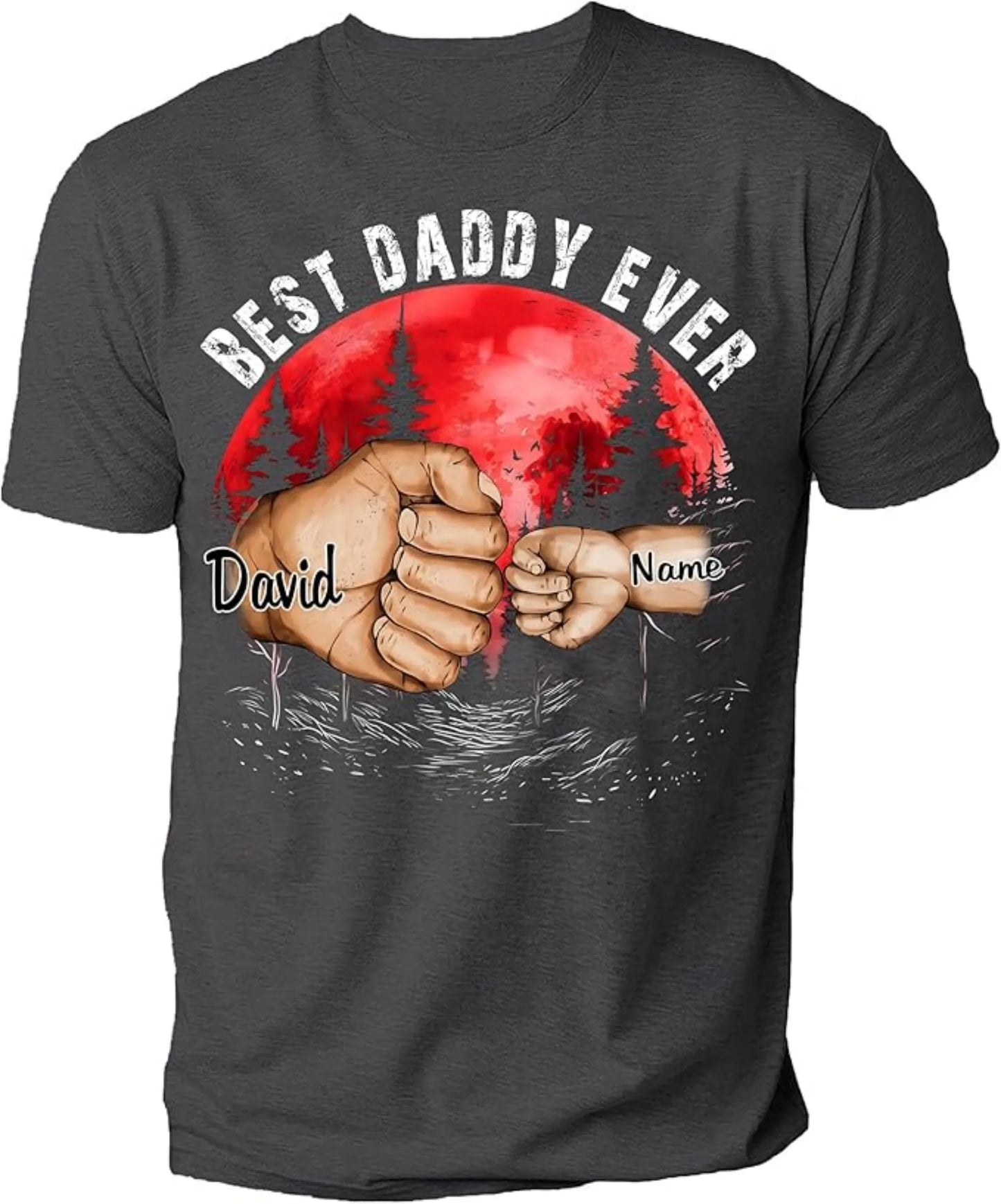 Personalized Best Grandpa Dad Ever Black Shirt With Kid Name Tee