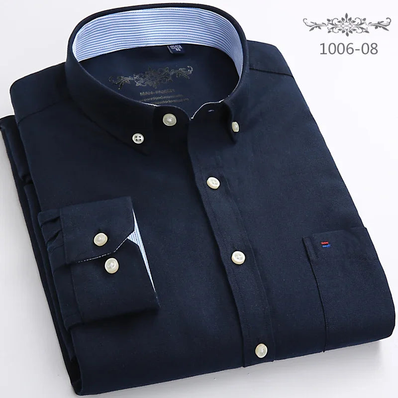 Qi Xiu Cai Classic Fit Cotton Mens Casual Shirt Pocket