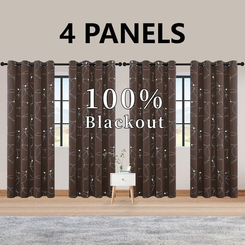 Blackout Curtains Grommet Thermal Insulated Room Darkening For Bedroom