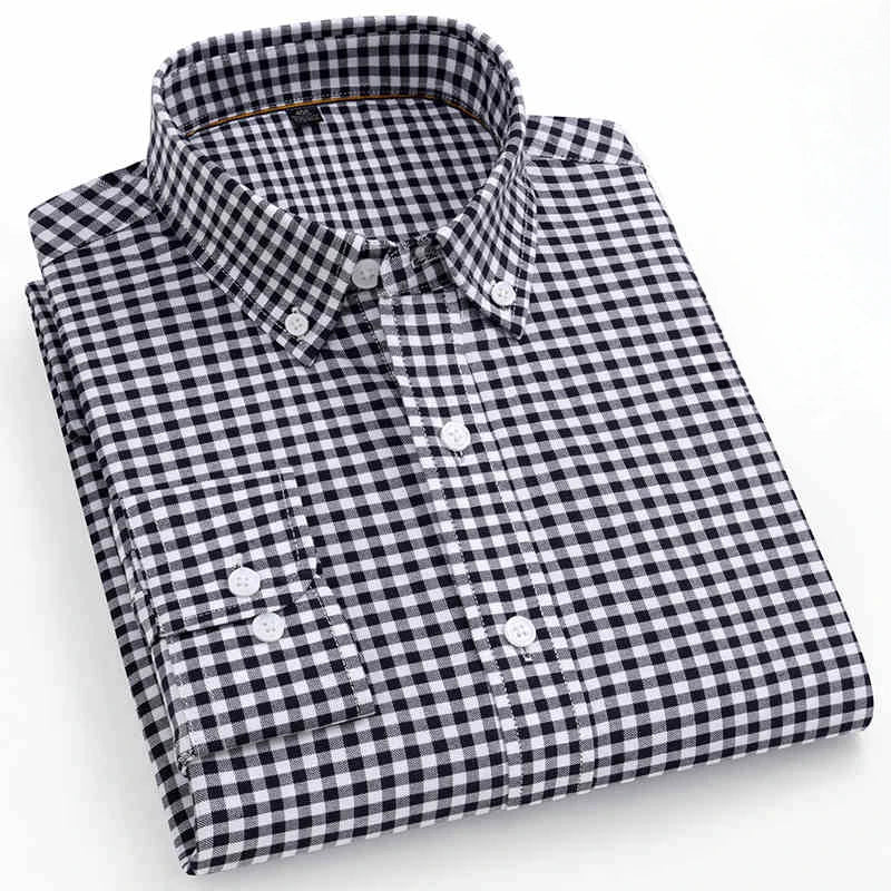 Qi Xiu Cai Cotton Plaid Shirt Men Slim Fit Casualwear