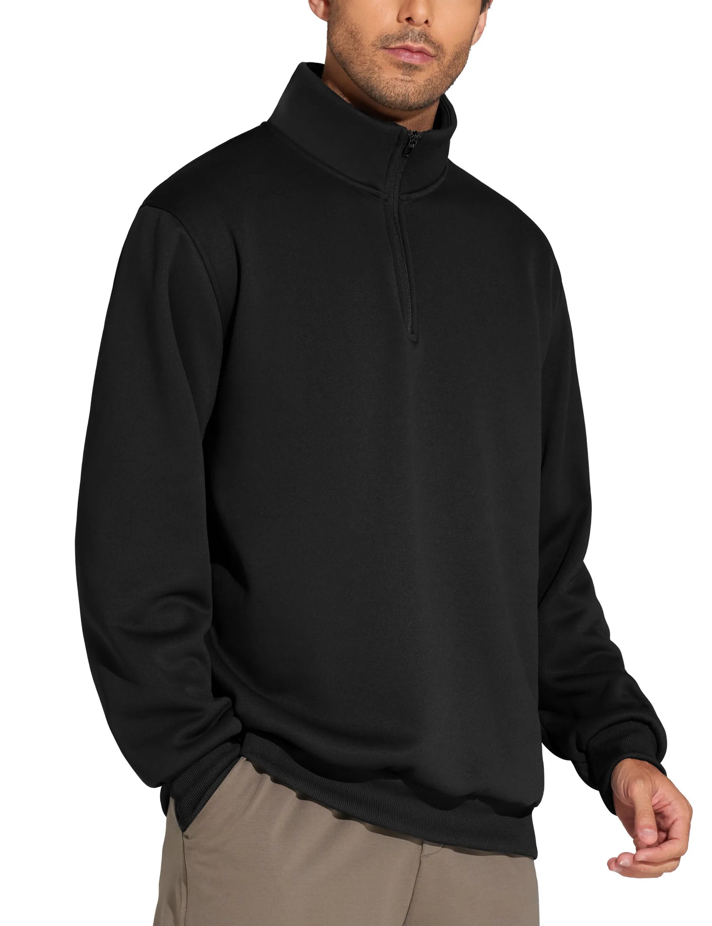 The Gym People Men Long Sleeve Half Zip Sweatshirt