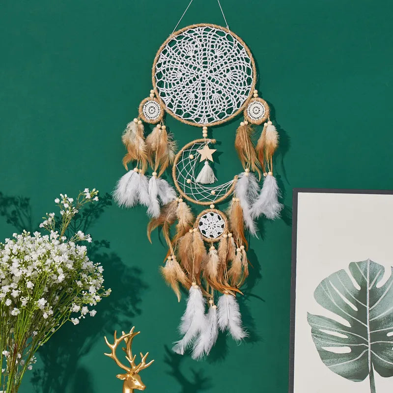Bohemian Dream Catcher Five Piece Moon And Sun Wall Decor