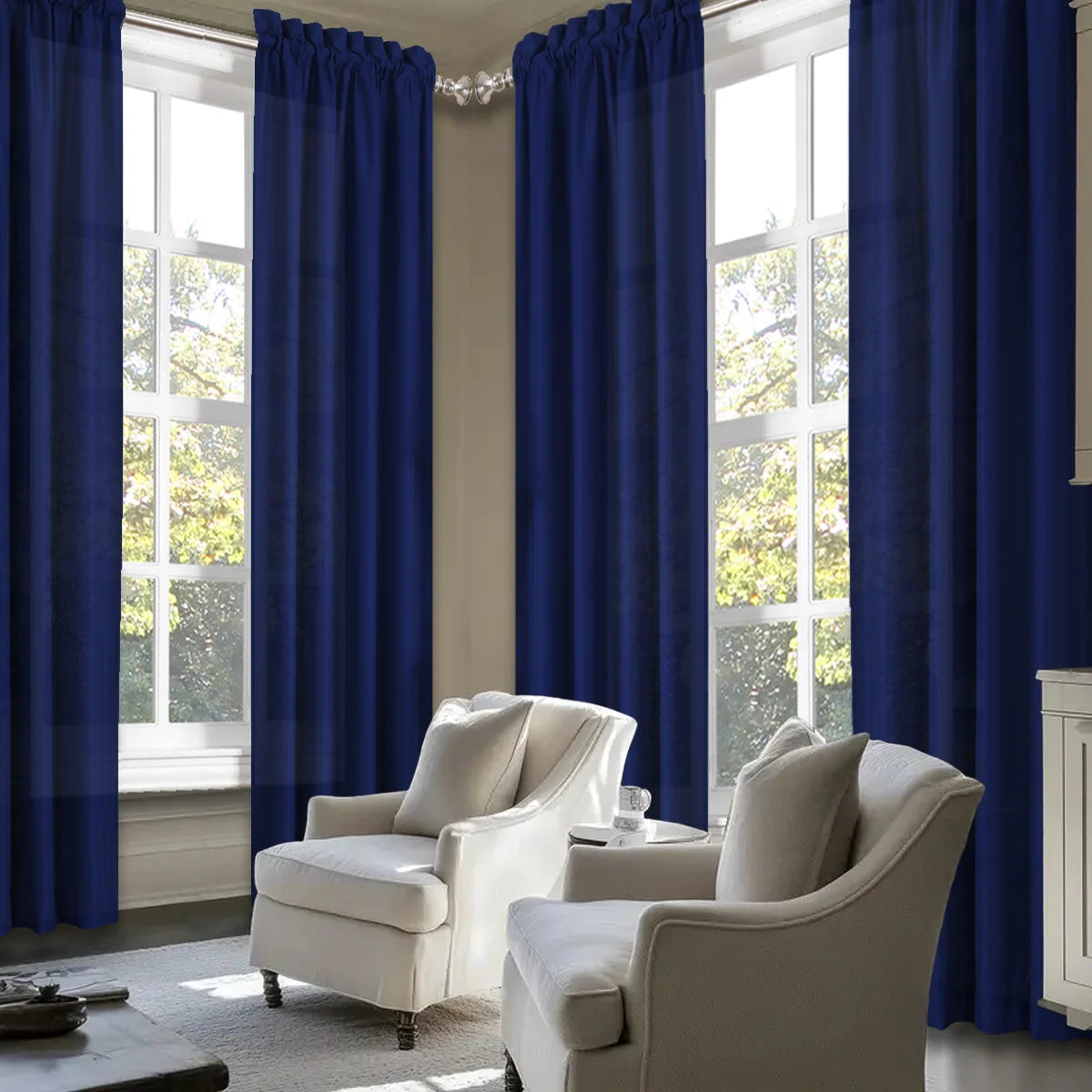 SABALANICA Light Filtering Curtains 4 Panels Rod Pocket Polyester