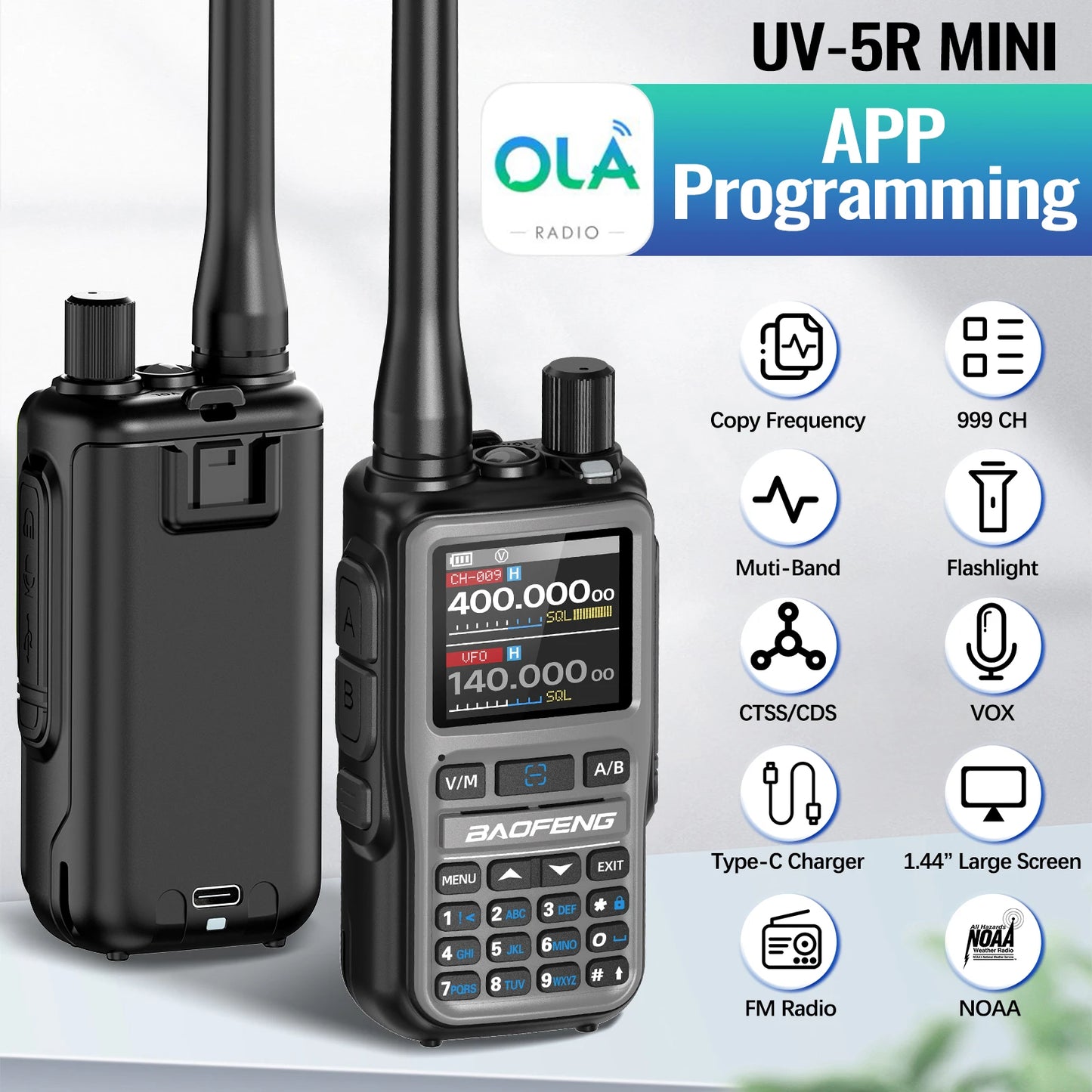Baofeng UV-5R Mini Walkie Talkie Bluetooth Programming Ham Radio