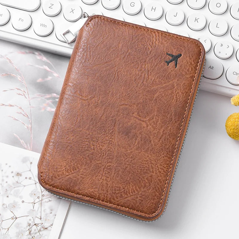 YIYUEQIANLI RFID Blocking Passport Wallet Travel Document Organizer