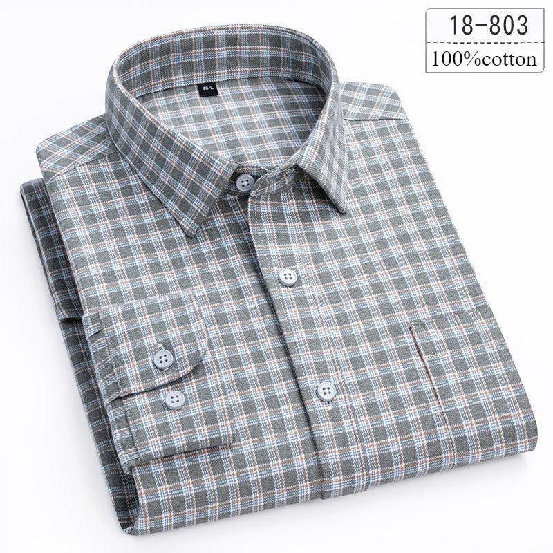 Qi Xiu Cai 100 Percent Cotton Houndstooth Mens Shirt