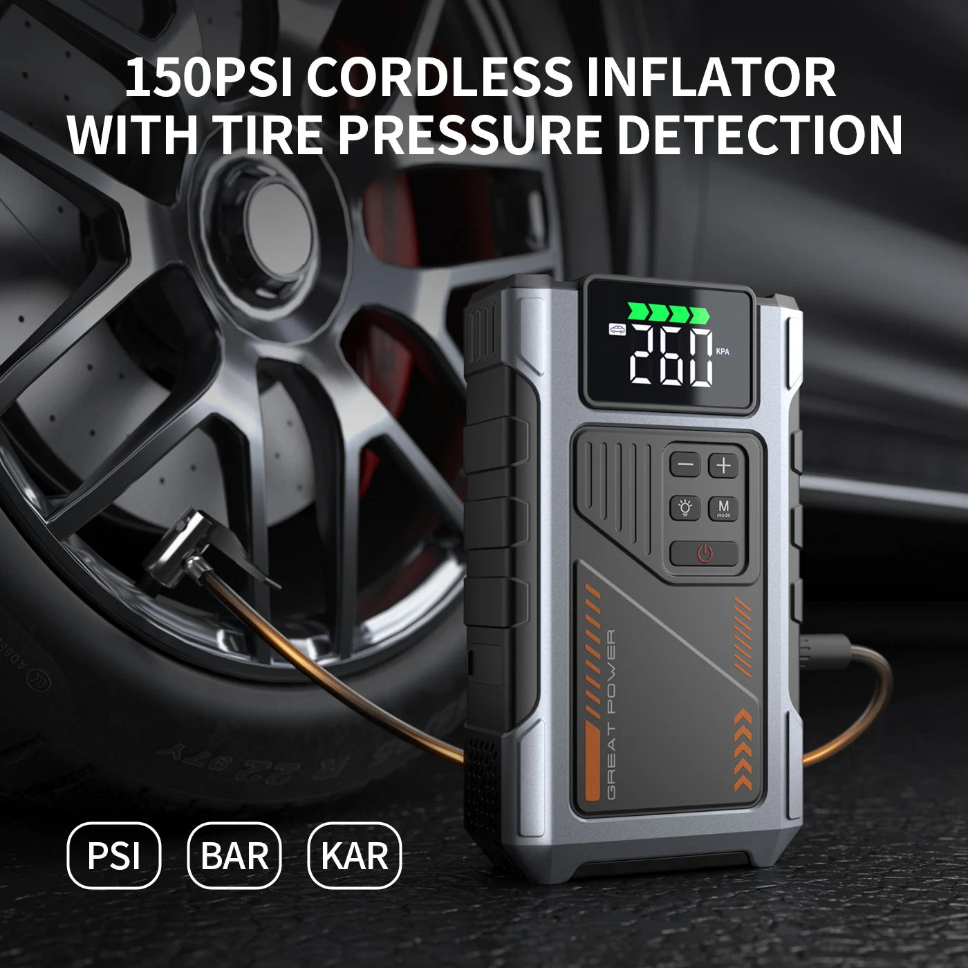 Geeneu Portable Jump Starter With Air Compressor 3000A Peak 150 PSI