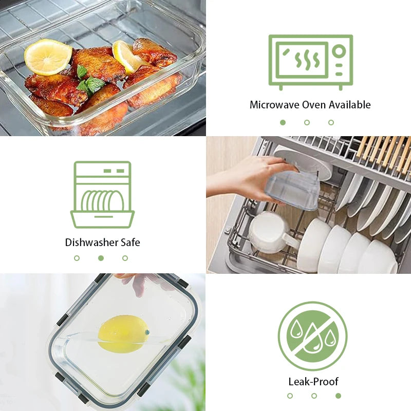 Glass Lunch Box Set 12 Pcs Airtight Microwave Safe Meal Prep Containers