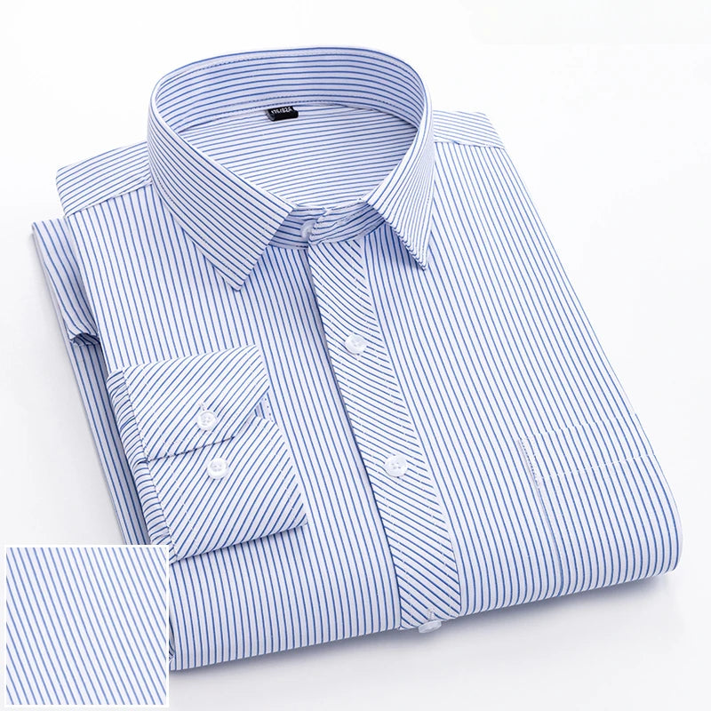Qi Xiu Cai Mens Slim Fit Long Sleeve Shirt Houndstooth