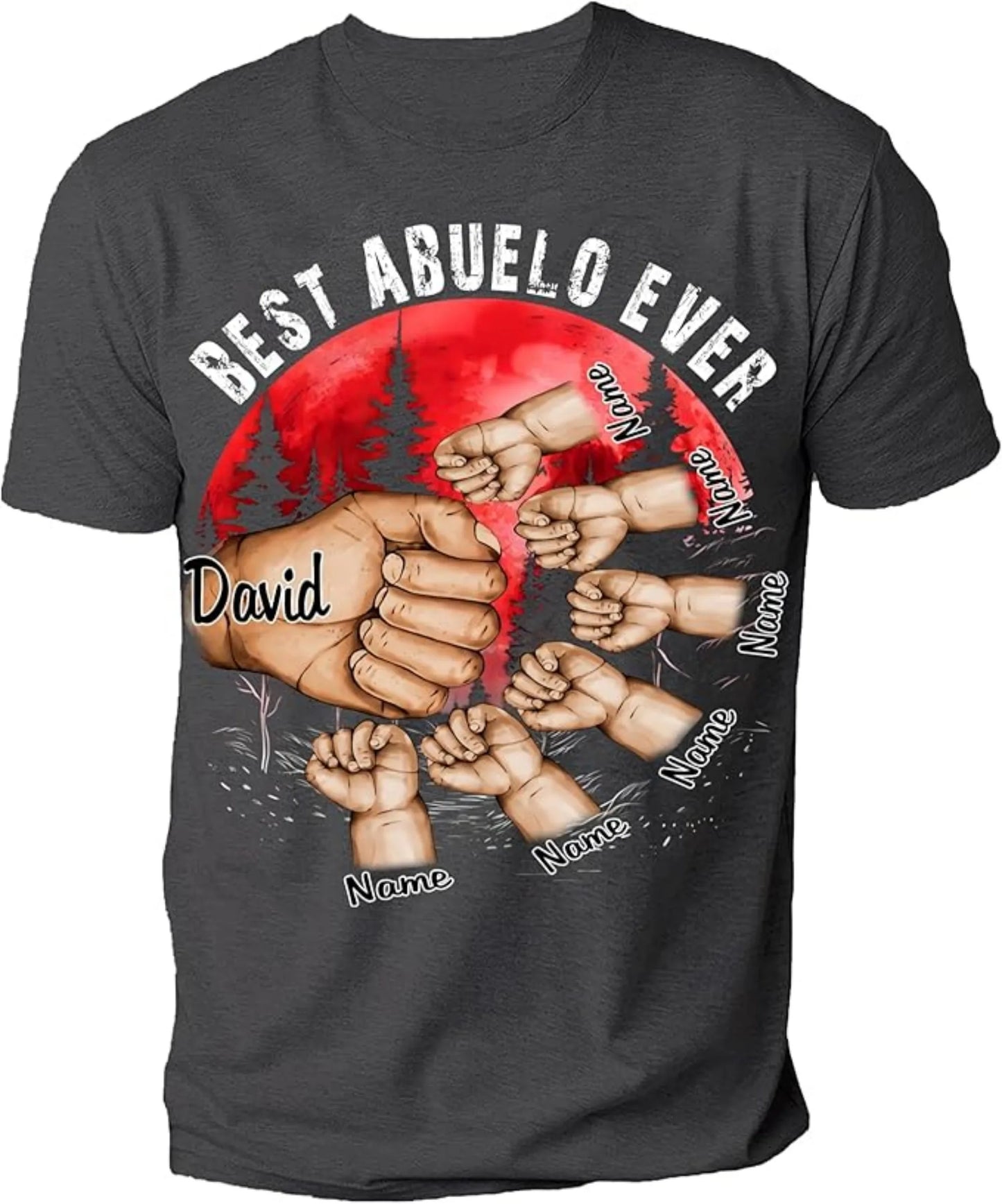 Personalized Best Grandpa Dad Ever Black Shirt With Kid Name Tee