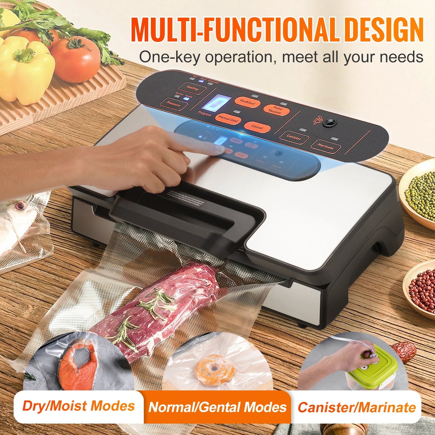 SucceBuy Vacuum Sealer 130W 90KPa Kitchen Food Sealing Machine