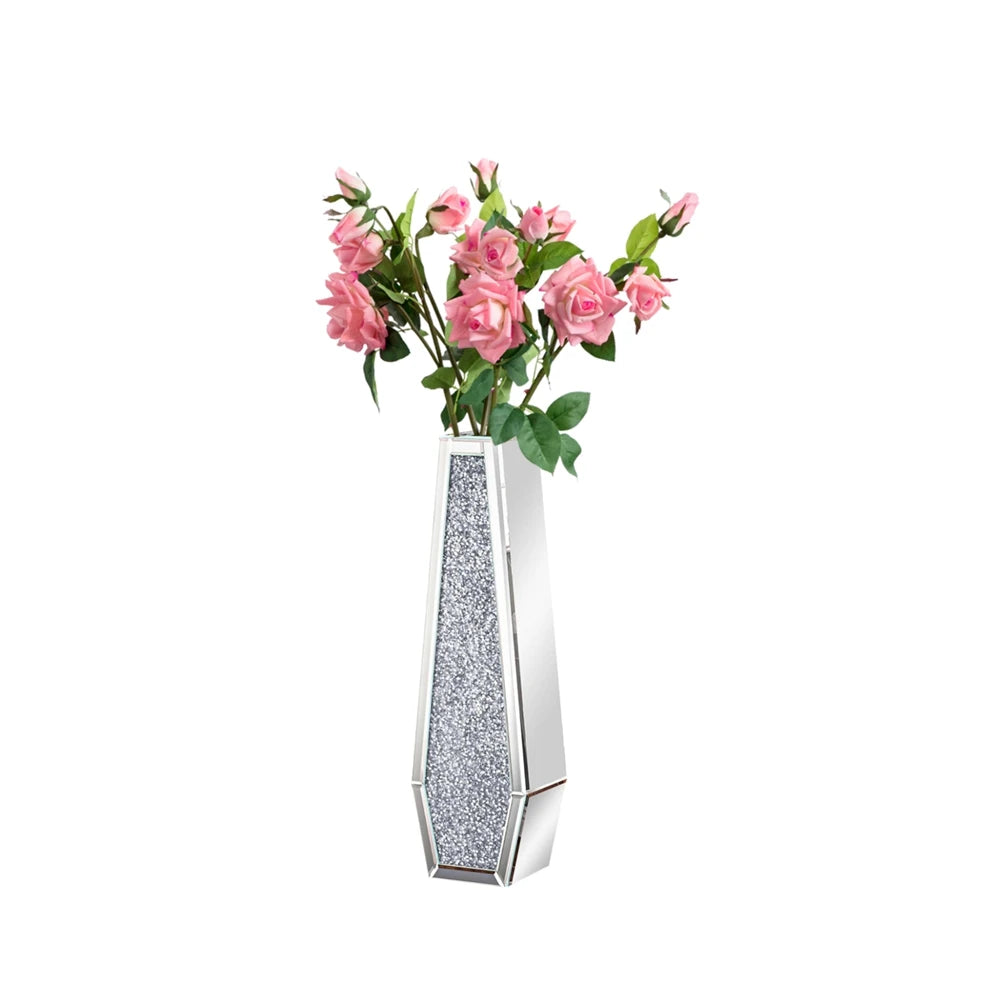 Luxury Crushed Diamond Mirrored Floor Vase Glass