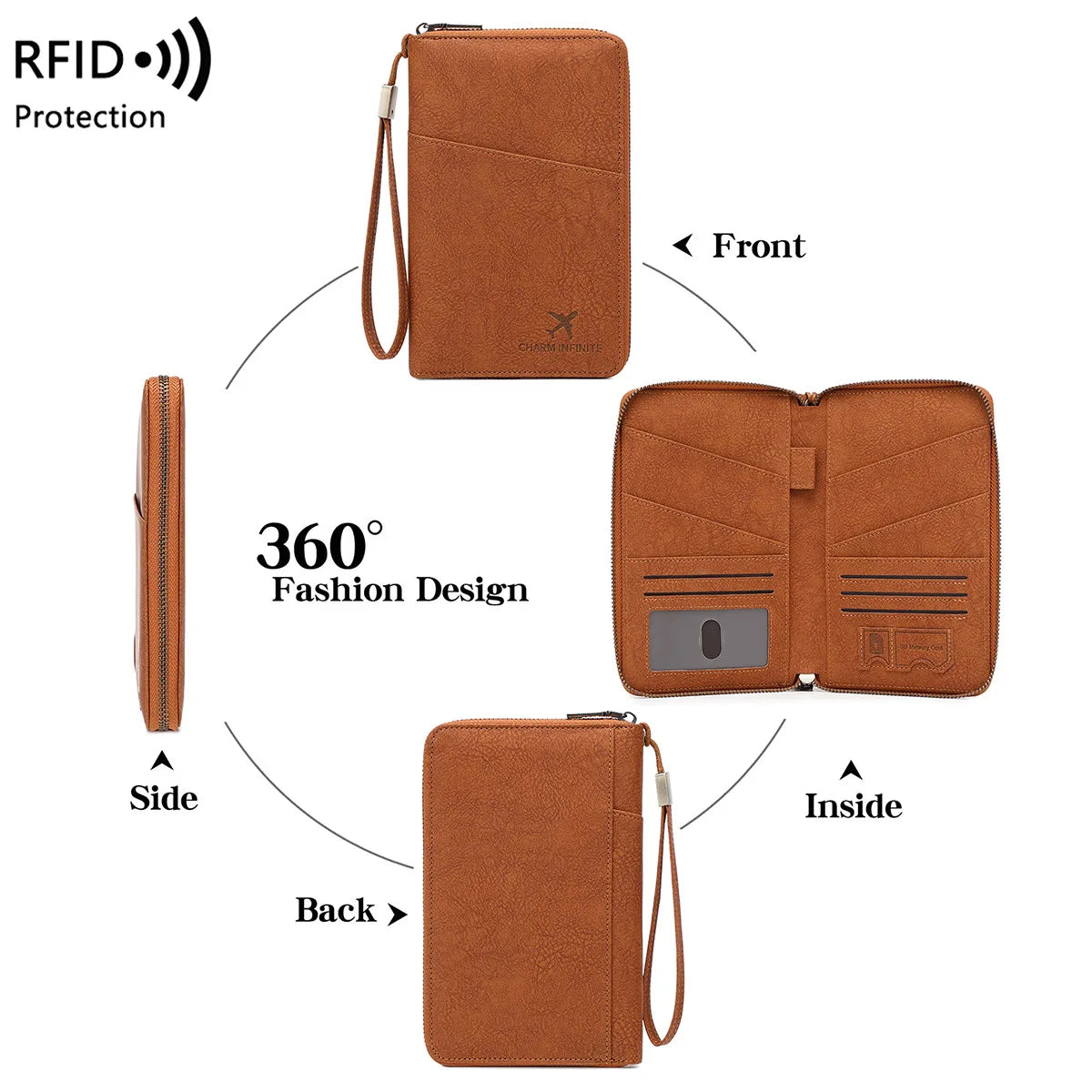 YIYUEQIANLI RFID Blocking Passport Wallet Travel Document Organizer