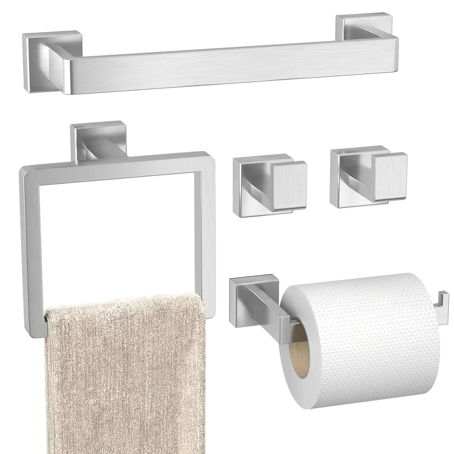 XIUWO 5-Piece Bathroom Hardware Set SUS304 Stainless Steel