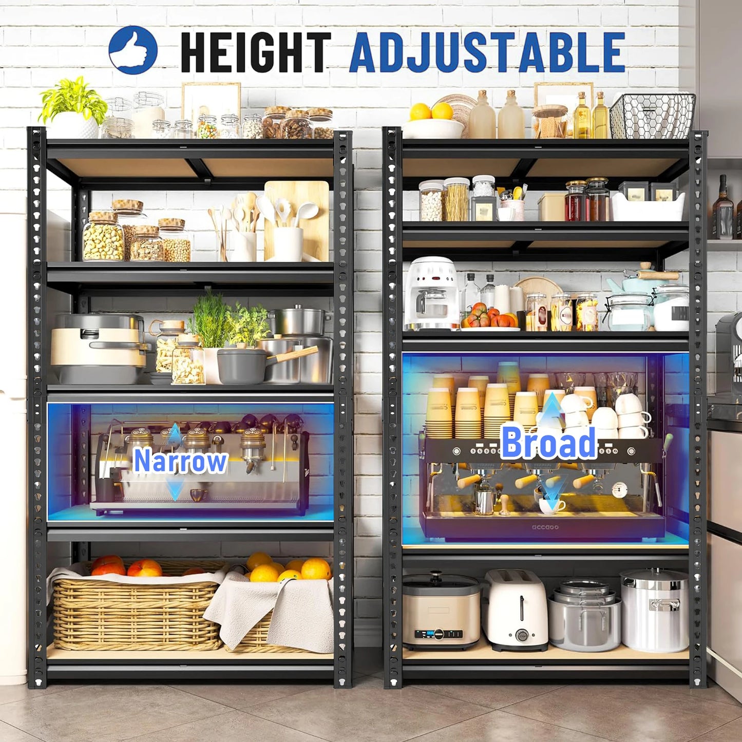 Heavy Duty Industrial Metal Storage Shelves Five Tier Adjustable Unit