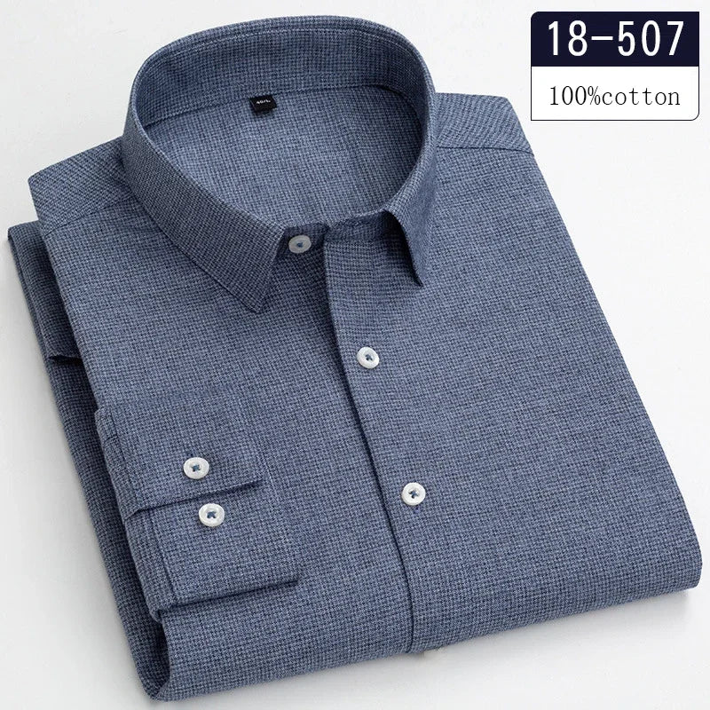 Qi Xiu Cai 100 Percent Cotton Houndstooth Mens Shirt