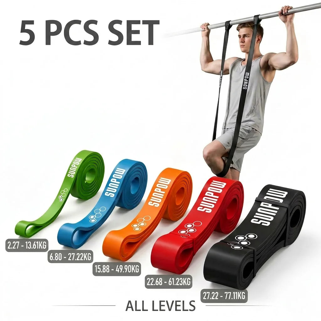 SUNPOW Pull Up Bands Set Of 5 Heavy Duty Resistance