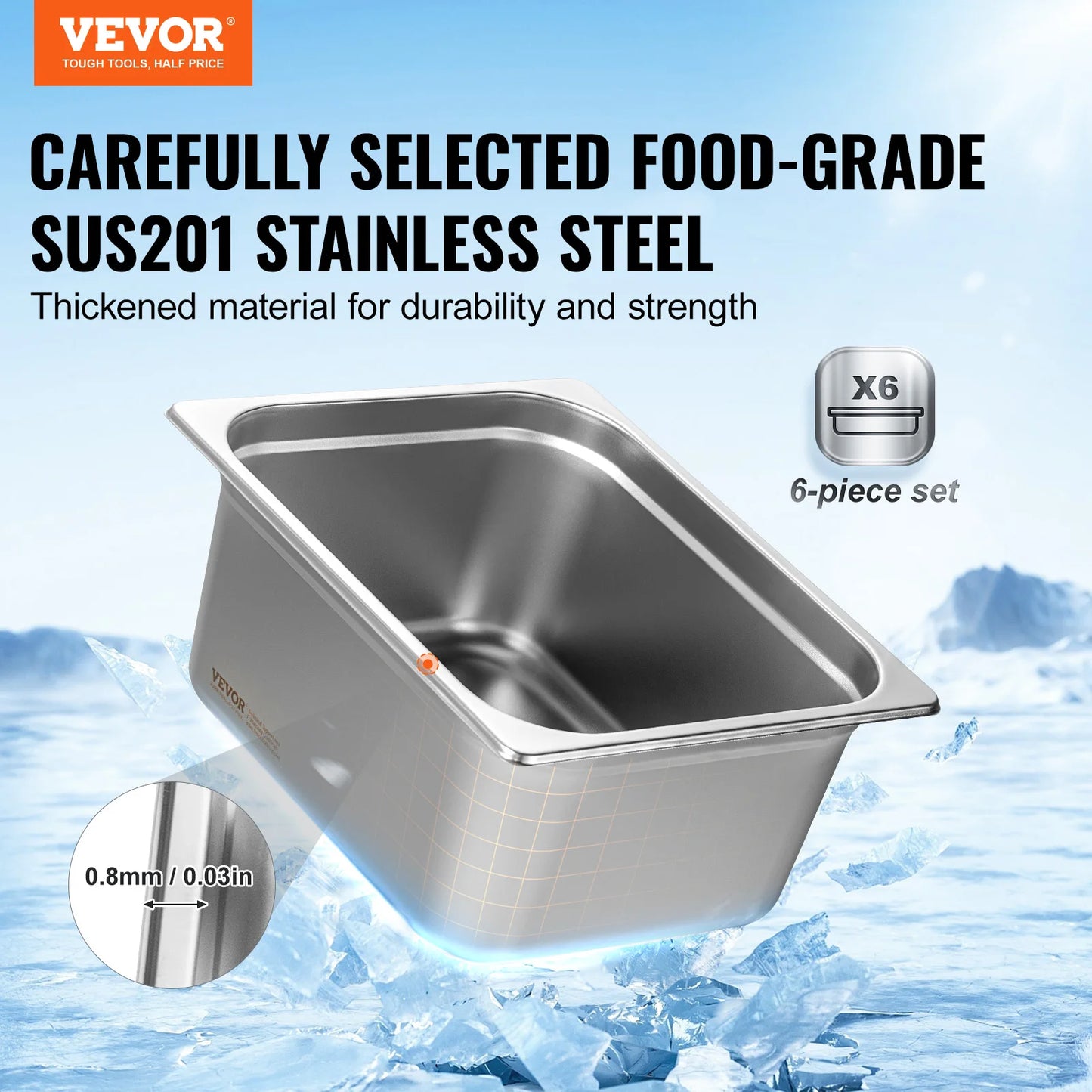 SucceBuy Stainless Steel Steam Table Pan For Catering And Chafing
