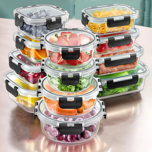 Glass Lunch Box Set 12 Pcs Airtight Microwave Safe Meal Prep Containers