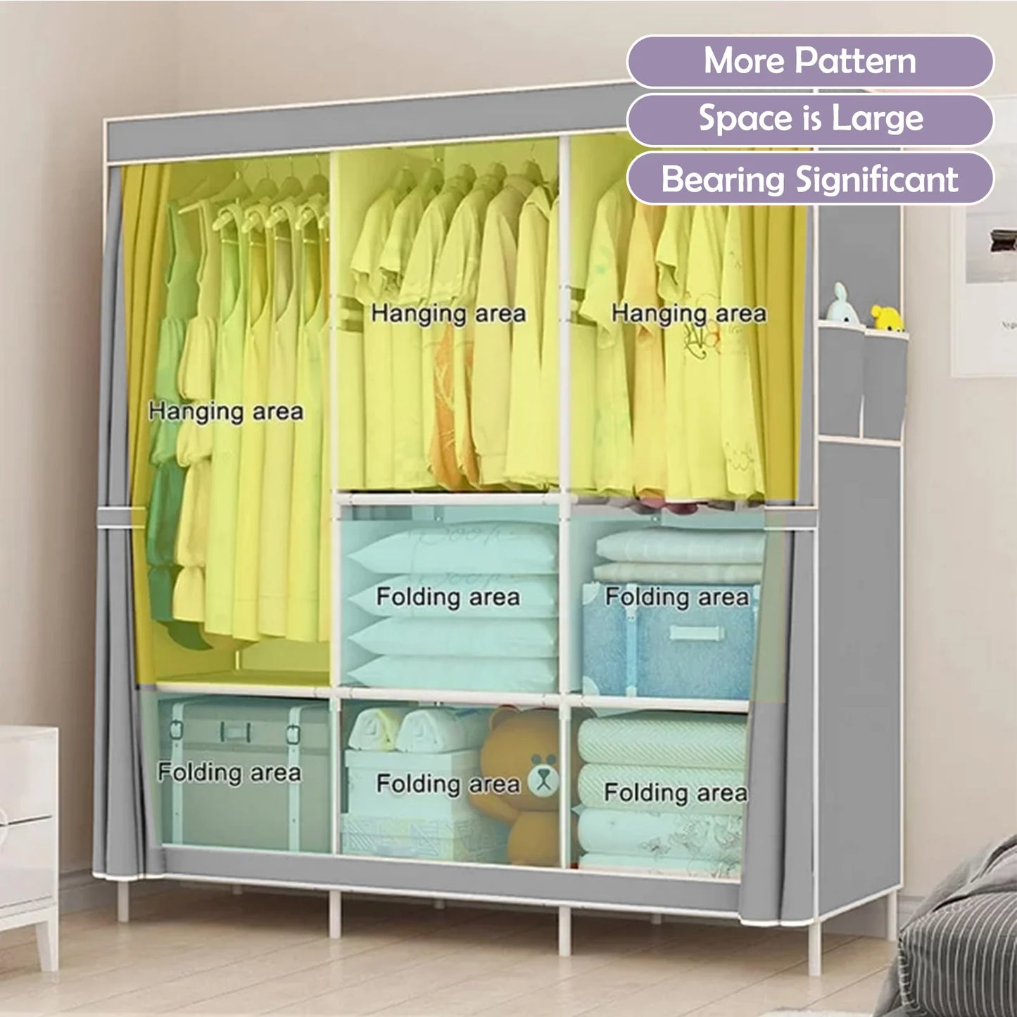 Closet Storage Portable Wardrobe Organizer Large Capacity Nonwoven Fabric